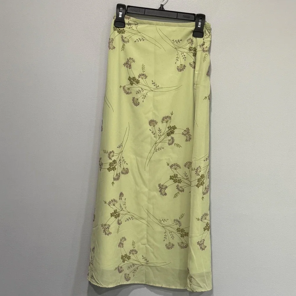 K.C. Parker Girls Lime Green Floral Maxi Skirt Size 16 cottage spring fairy
